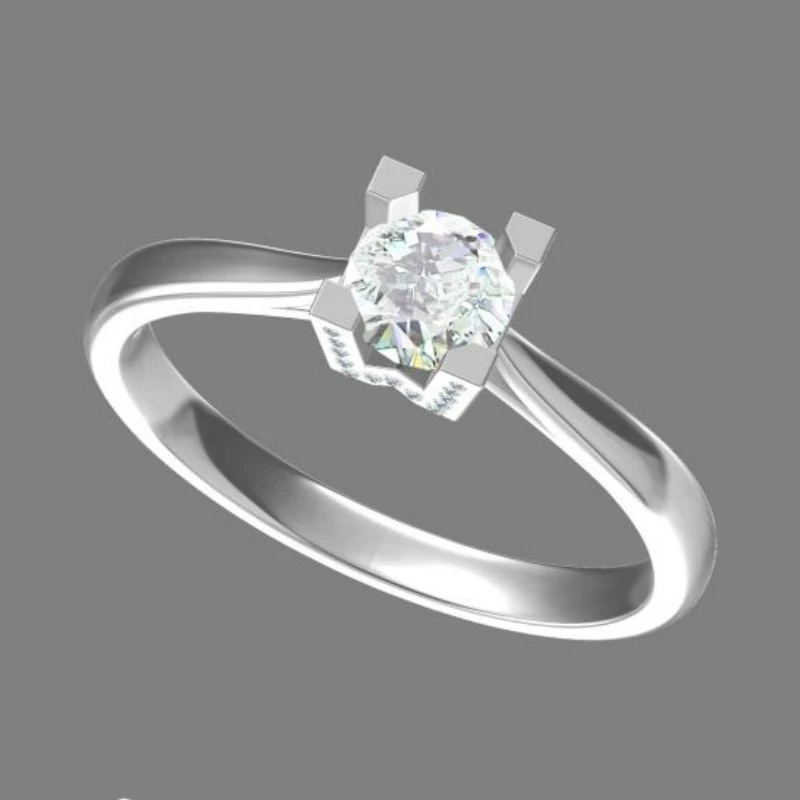 HW四爪款 18K金镶嵌戒指托空拖（定制）