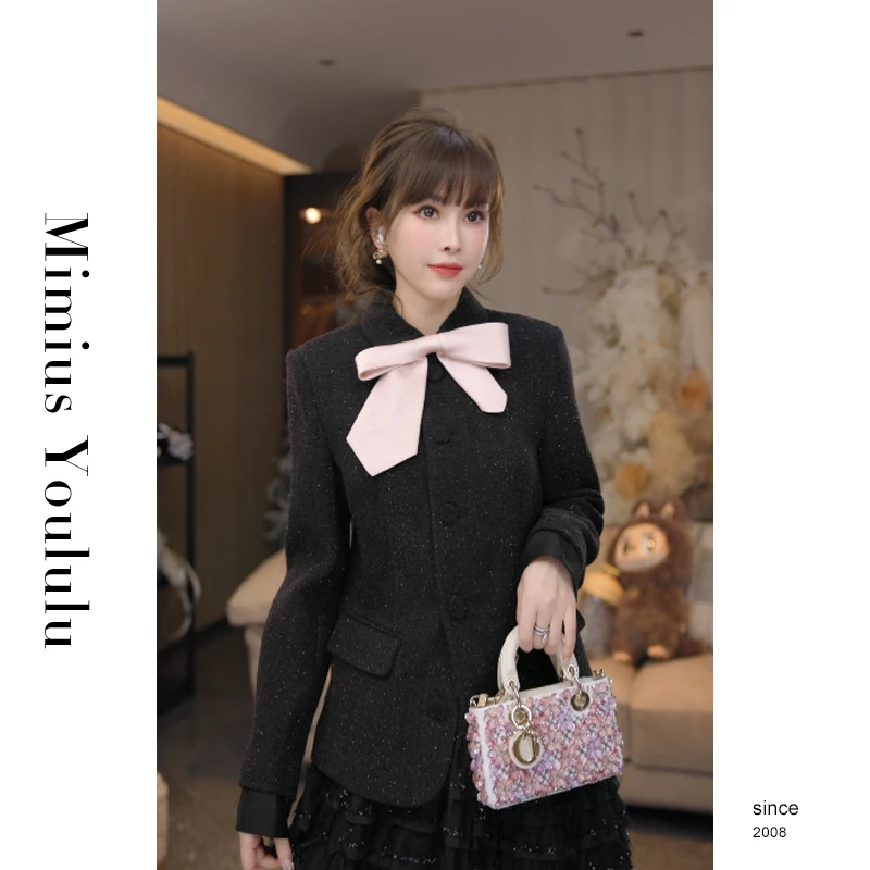 【mimius】&七七 蝴蝶结小香外套(领结可拆) 汉服(春节前发)F12278