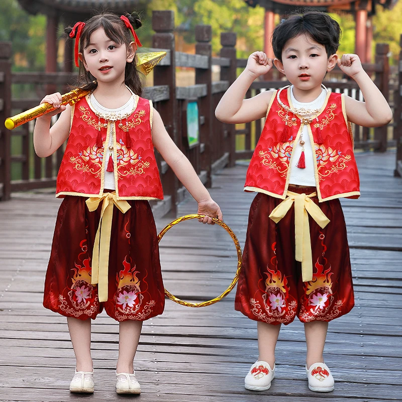 哪吒男女同款夏装套装六一演出服汉服表演服舞蹈服幼儿园国风新款