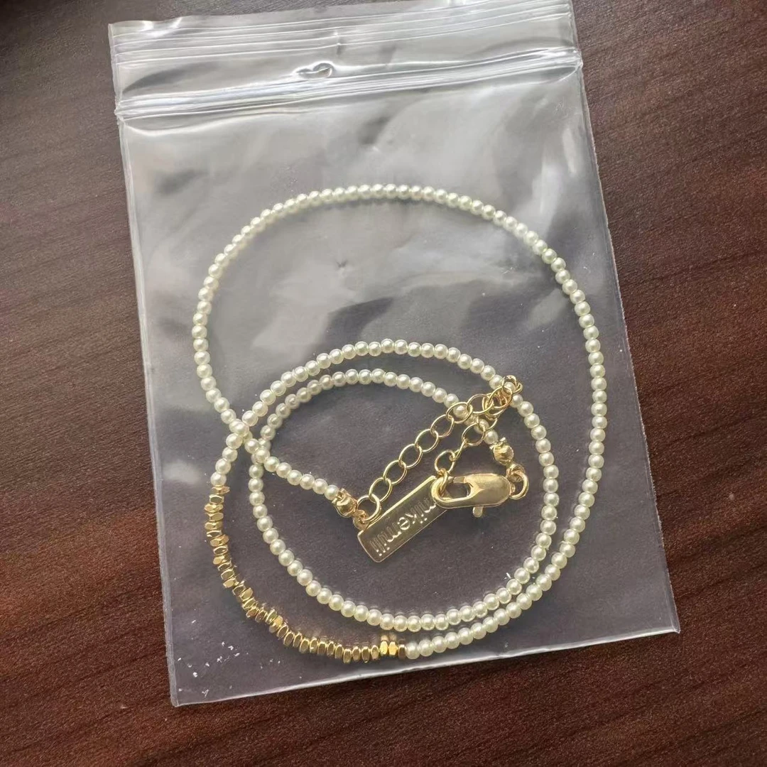合金项链 路一韩国小众品牌款   碎银小米珠项链