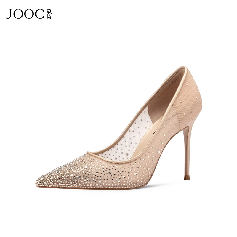 【满天星】JOOC玖诗尖头高跟鞋2025春季新款透气通勤细跟浅口单鞋