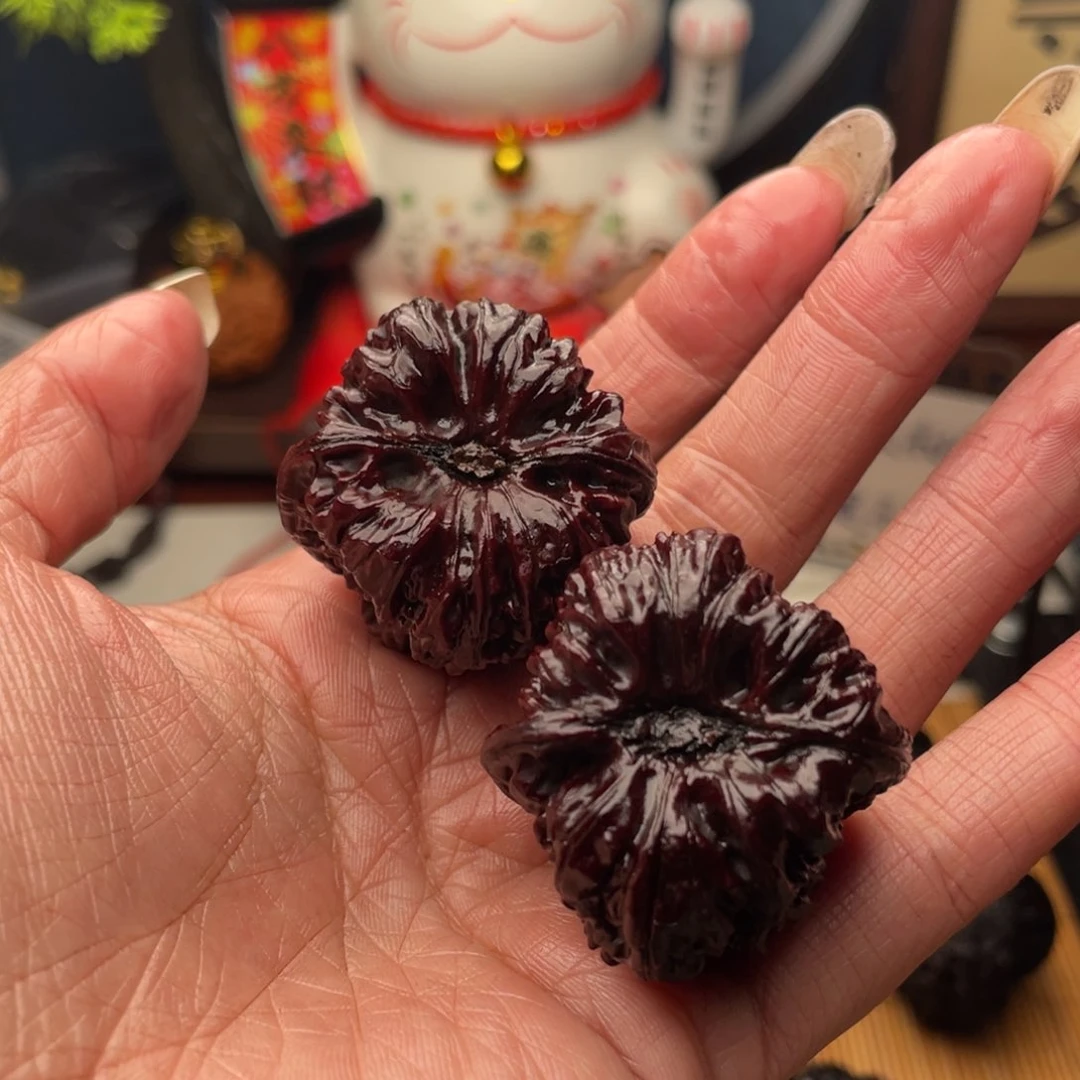 吊坠文玩核桃酒红凹底