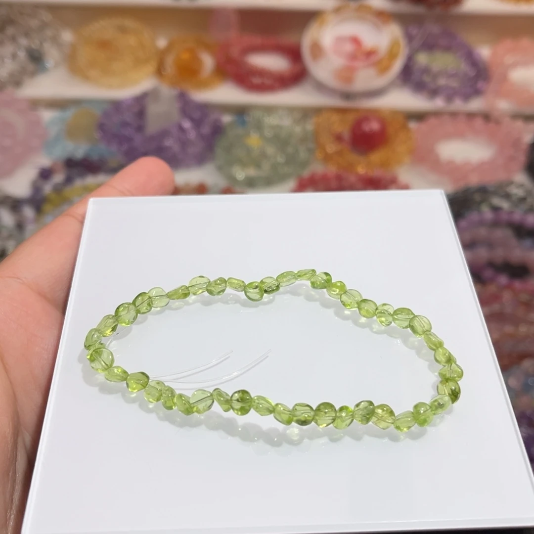 水晶手链未镶嵌橄榄石糖豆单圈