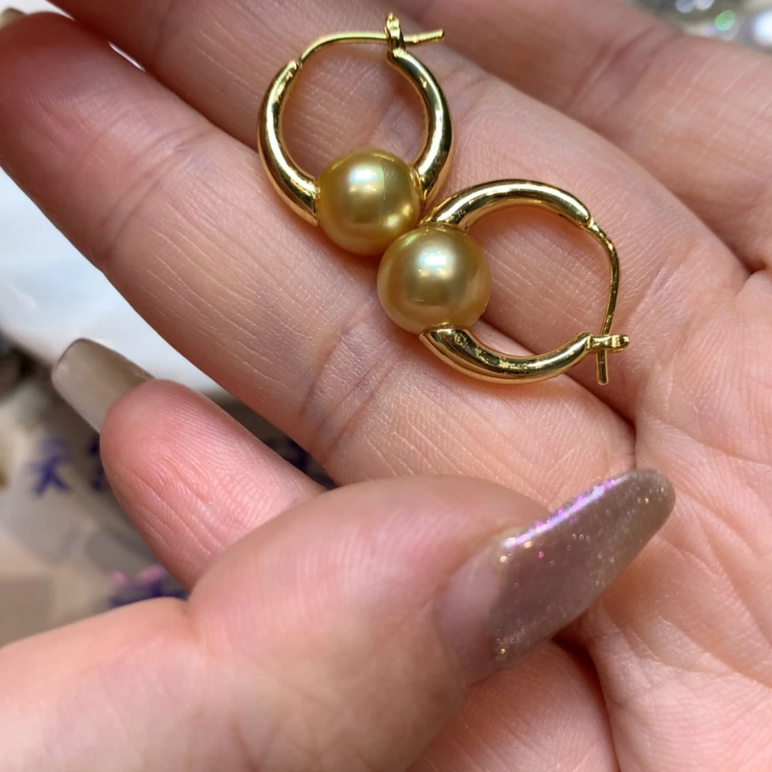 银S925镶嵌海水珍珠耳饰