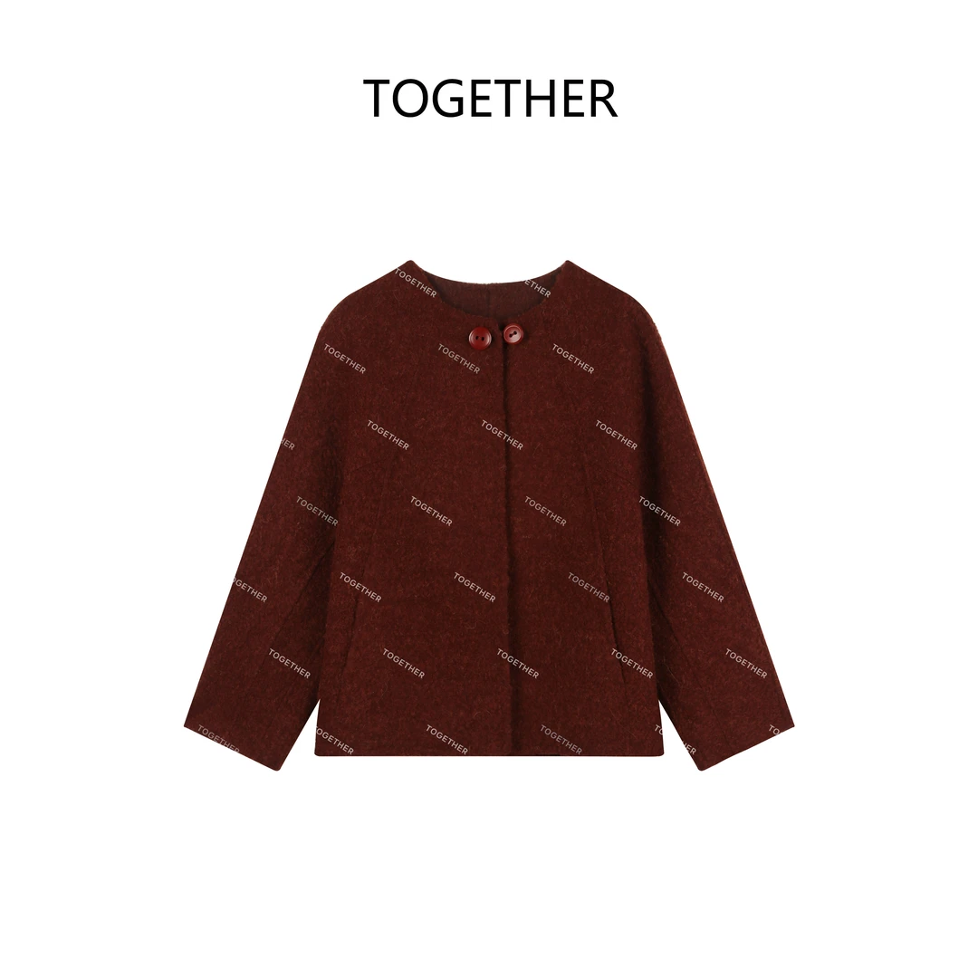 【TOGETHER】·棠梨·冬季双面毛呢短款圆领简约高级感大衣YX1251109Y