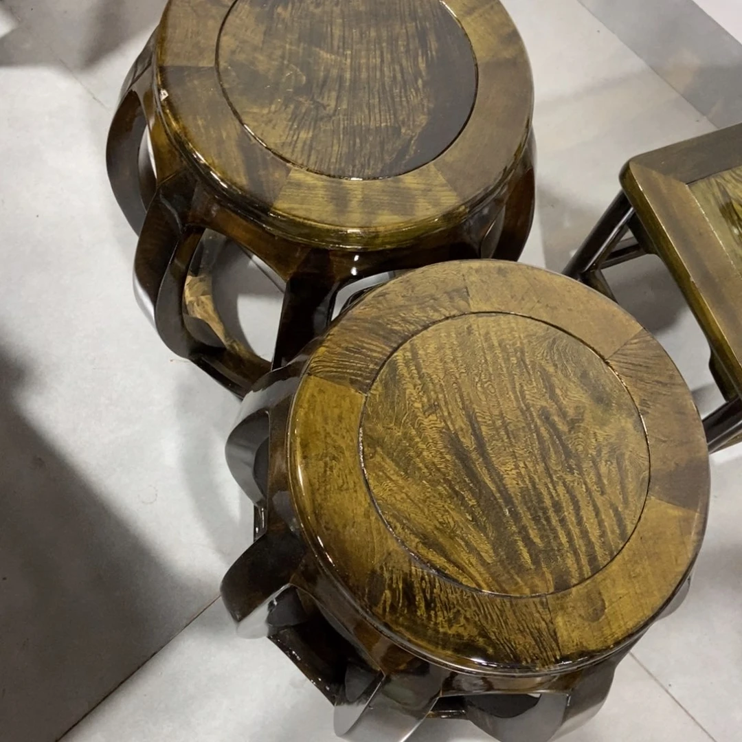 哈***哟楠木圆鼓凳两个楠木