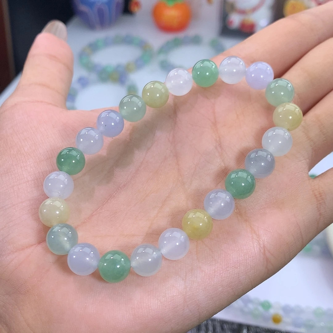 比***o翡翠未镶嵌手链翡翠冰多宝手串