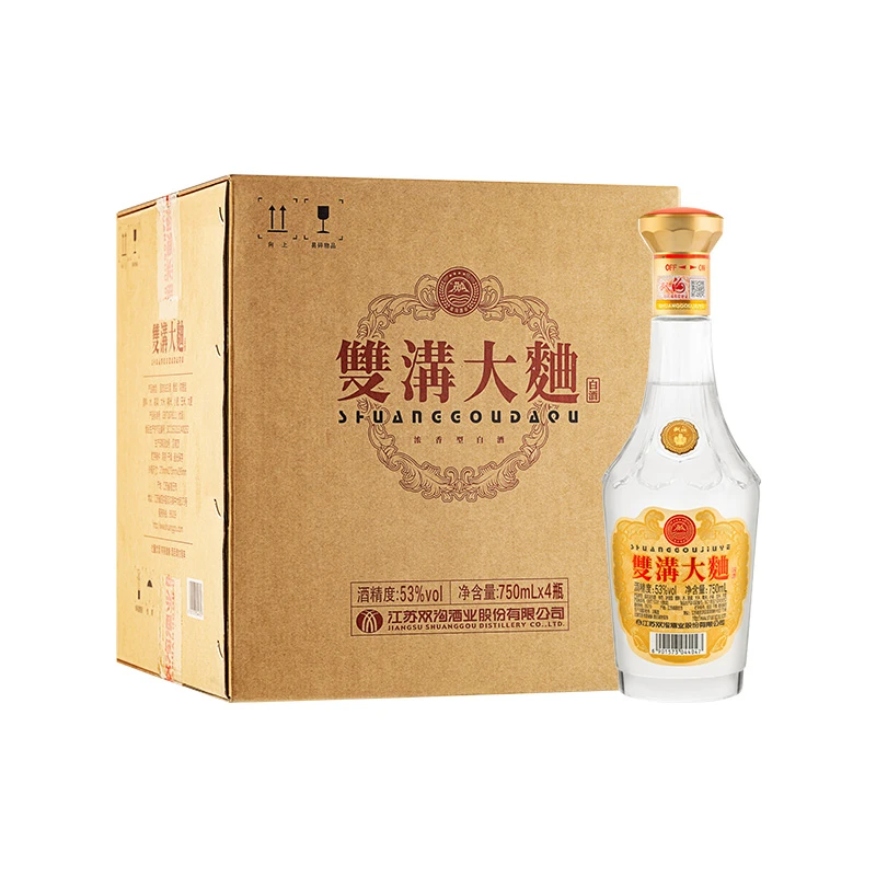 双沟大曲光瓶浓香型纯粮白酒53度整箱750ml*4瓶