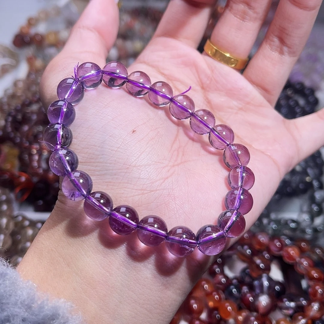 水晶手链未镶嵌巴西紫水晶9+