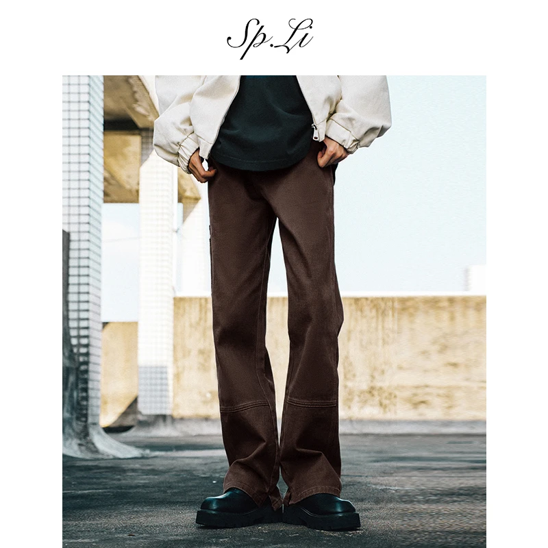 SPLi【三本针美拉德工装】复古直筒休闲裤男秋冬宽松美式高街工装裤