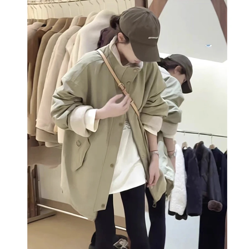 羽绒服韩版立领派克服风衣加厚外套拼羊羔毛中长款羽绒服 58831