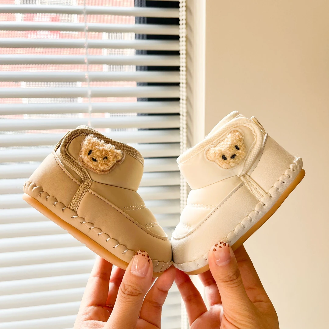 冬季新生软底婴儿加绒0到1岁男女宝宝棉鞋加厚保暖不掉步前雪地靴