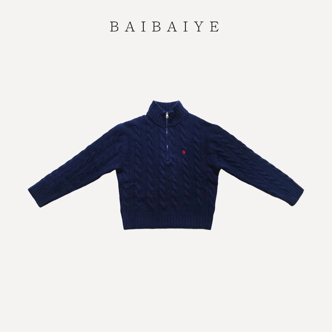 半拉链绞花毛衣宽松版【BAIBAIYE】Z25FM154