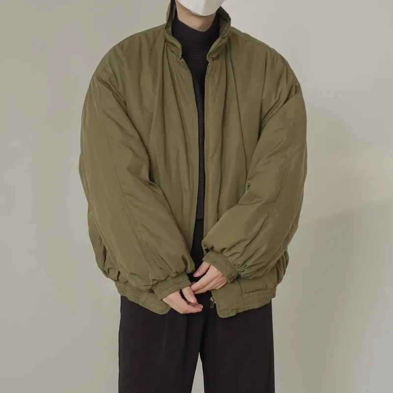 日系复古立领工装棉服外套男女冬季美拉德加厚宽松飞行员棉衣夹克