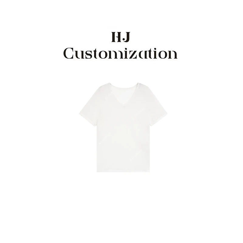 【H·J】“V领织光”气质百搭高级V领短袖69021