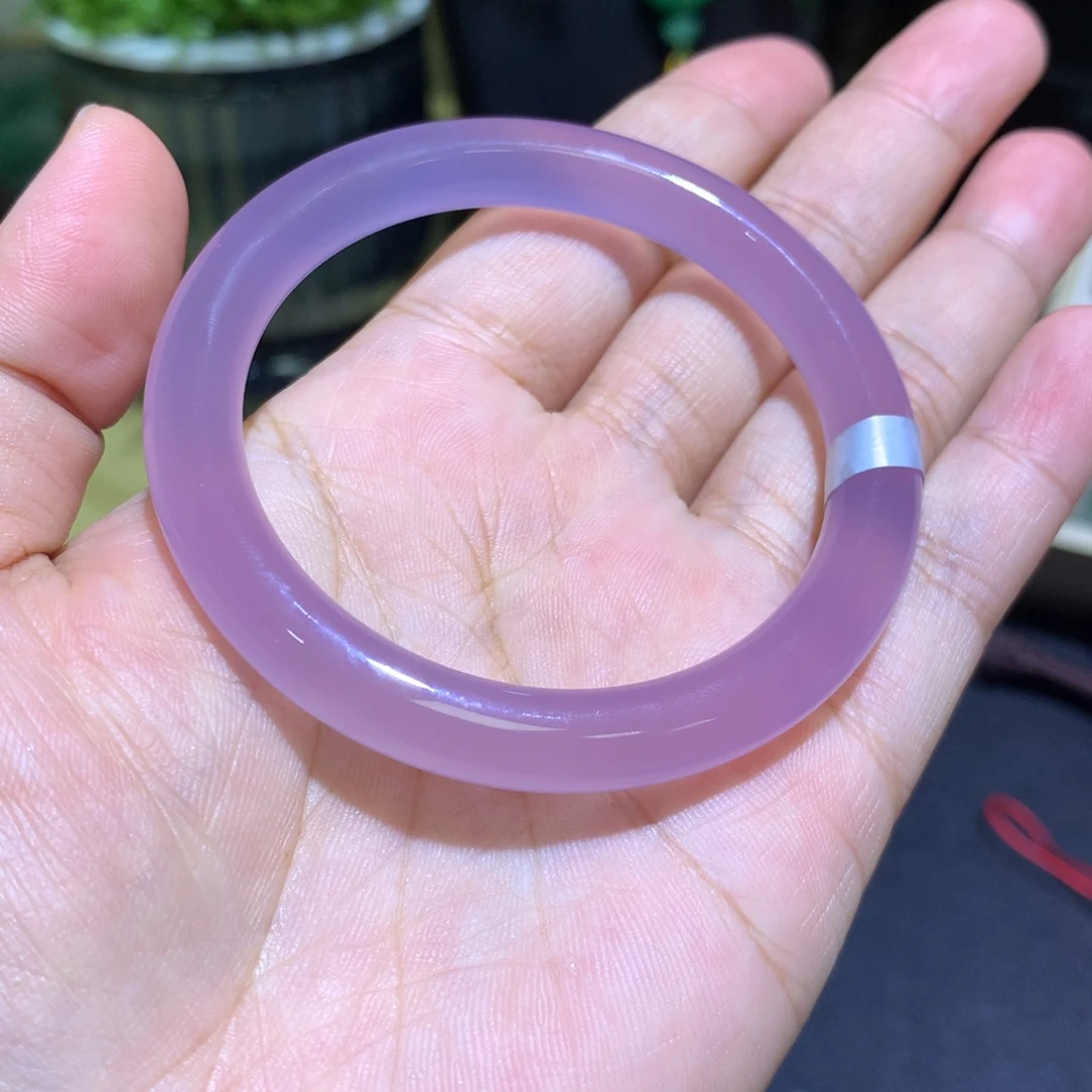 玛瑙/玉髓未镶嵌手镯莫奈紫美人条