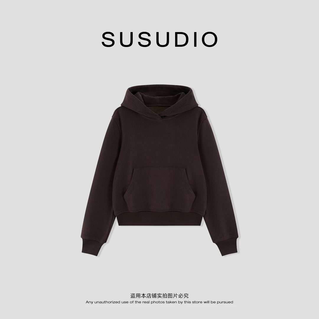 SUSUDIO 灰系智性2.0 新款纯色连帽卫衣(加绒)60040
