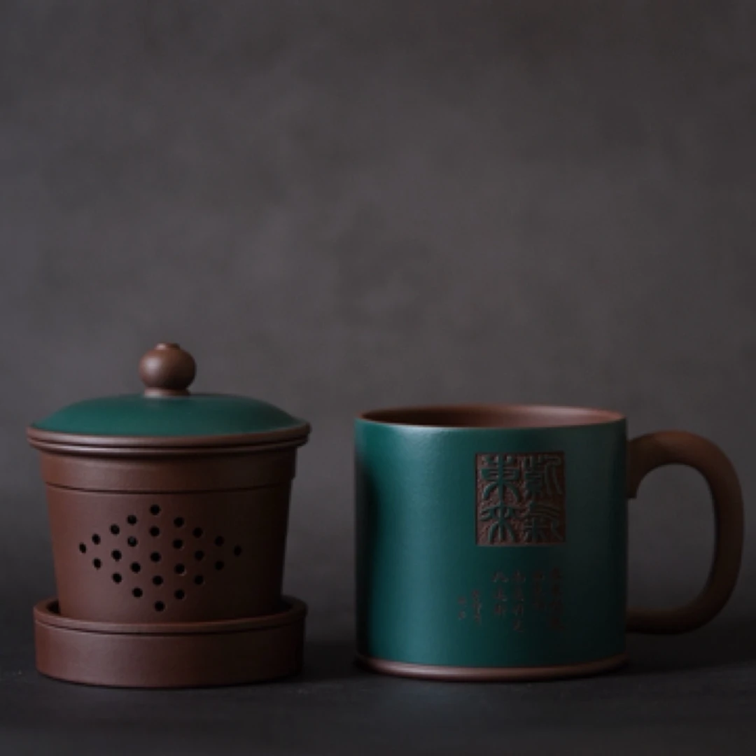 五件套盖杯紫气东来过滤内胆泡茶杯茶水杯主人杯高档家用茶具