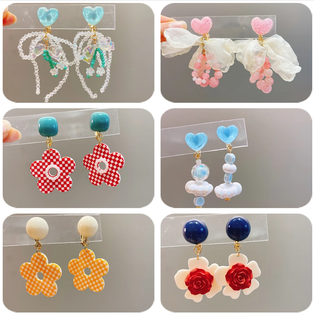 儿童首饰复古港风花朵无痛耳夹女童无耳洞耳环小女孩耳饰宝宝耳坠