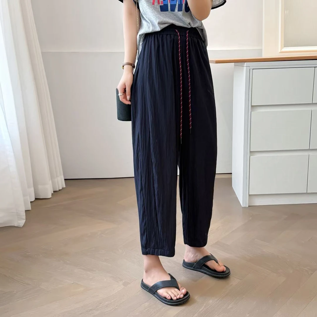 大码定制【凉凉裤】纯色松紧腰轻薄休闲遮胯遮肉显瘦山本裤八分裤