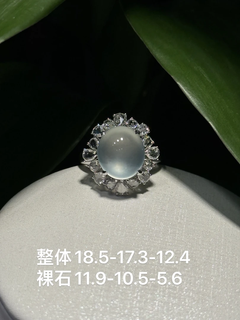 高冰玻璃种蛋面戒指 完美