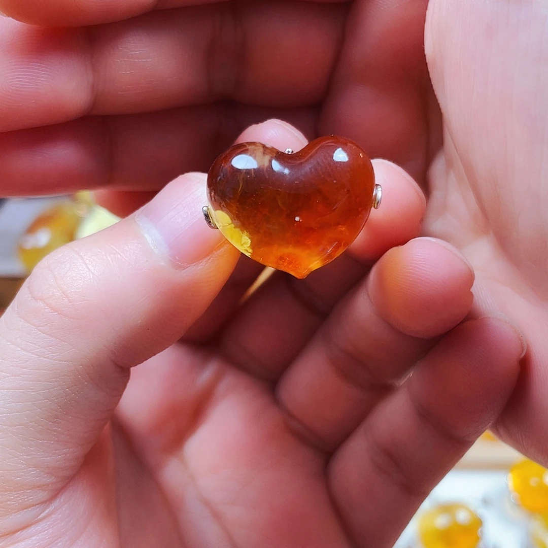 ****好琥珀银S925镶嵌裸石戒指