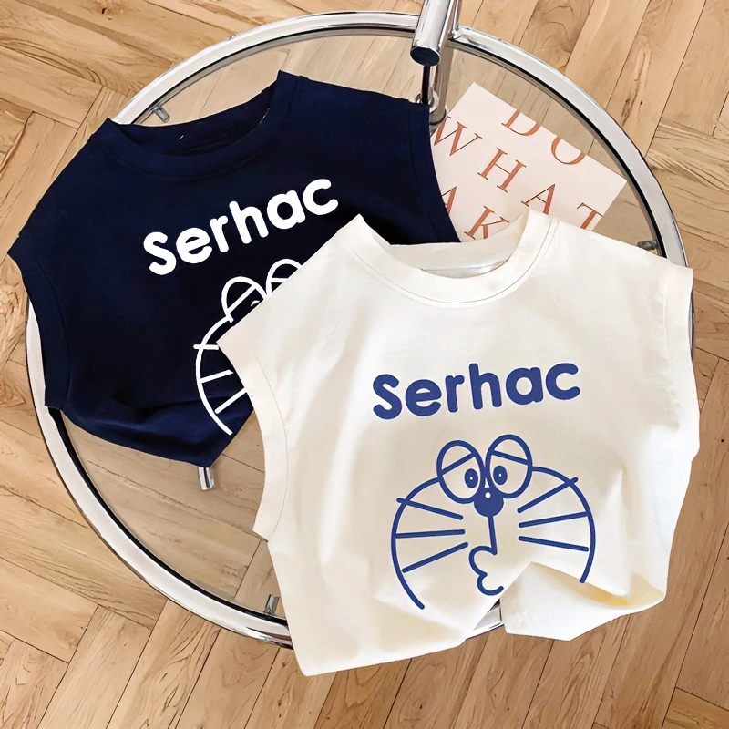 纯棉夏装无袖背心t恤童装百搭中小童2025年儿童休闲儿童洋气上衣