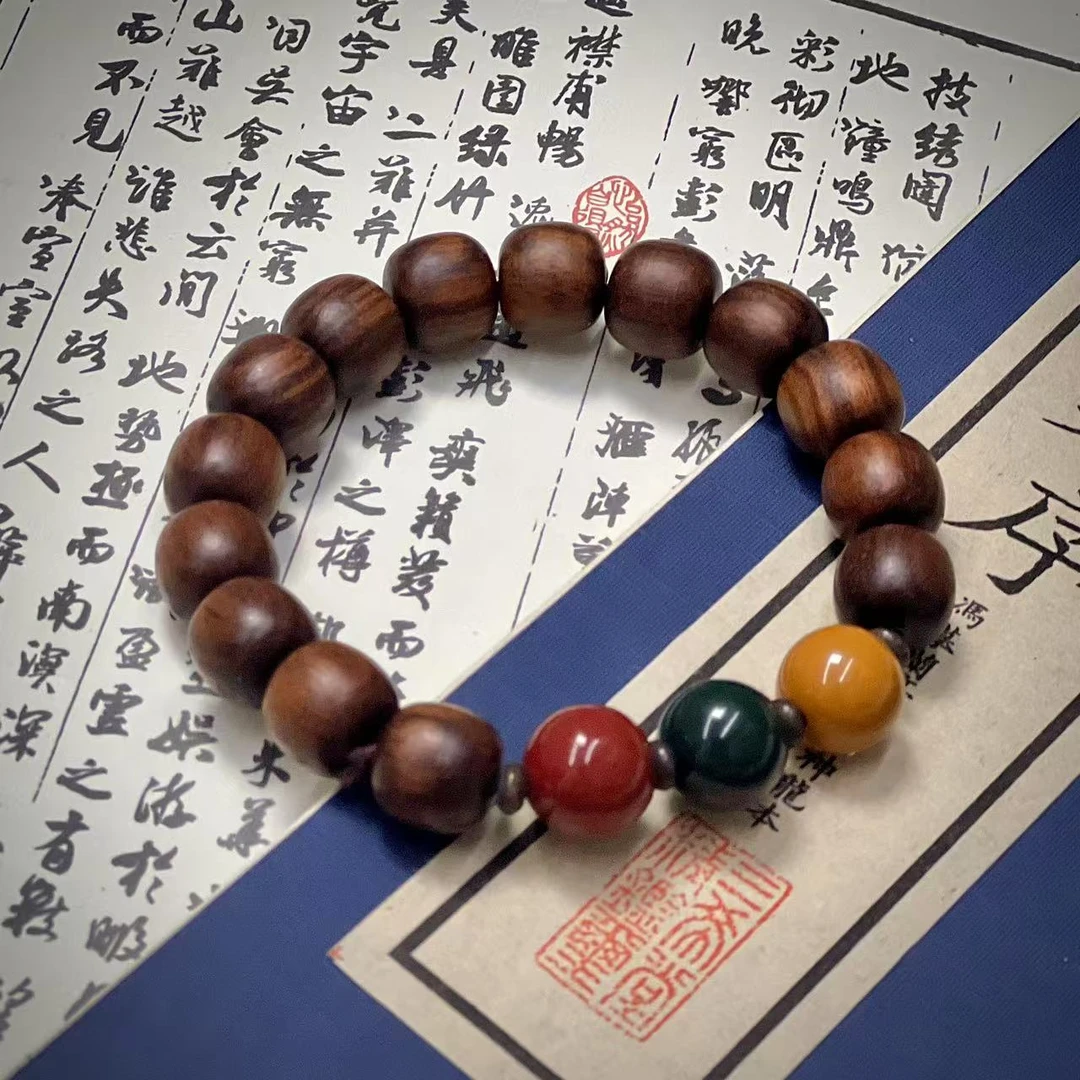 【黑花梨红绿灯手串】【大果紫檀】