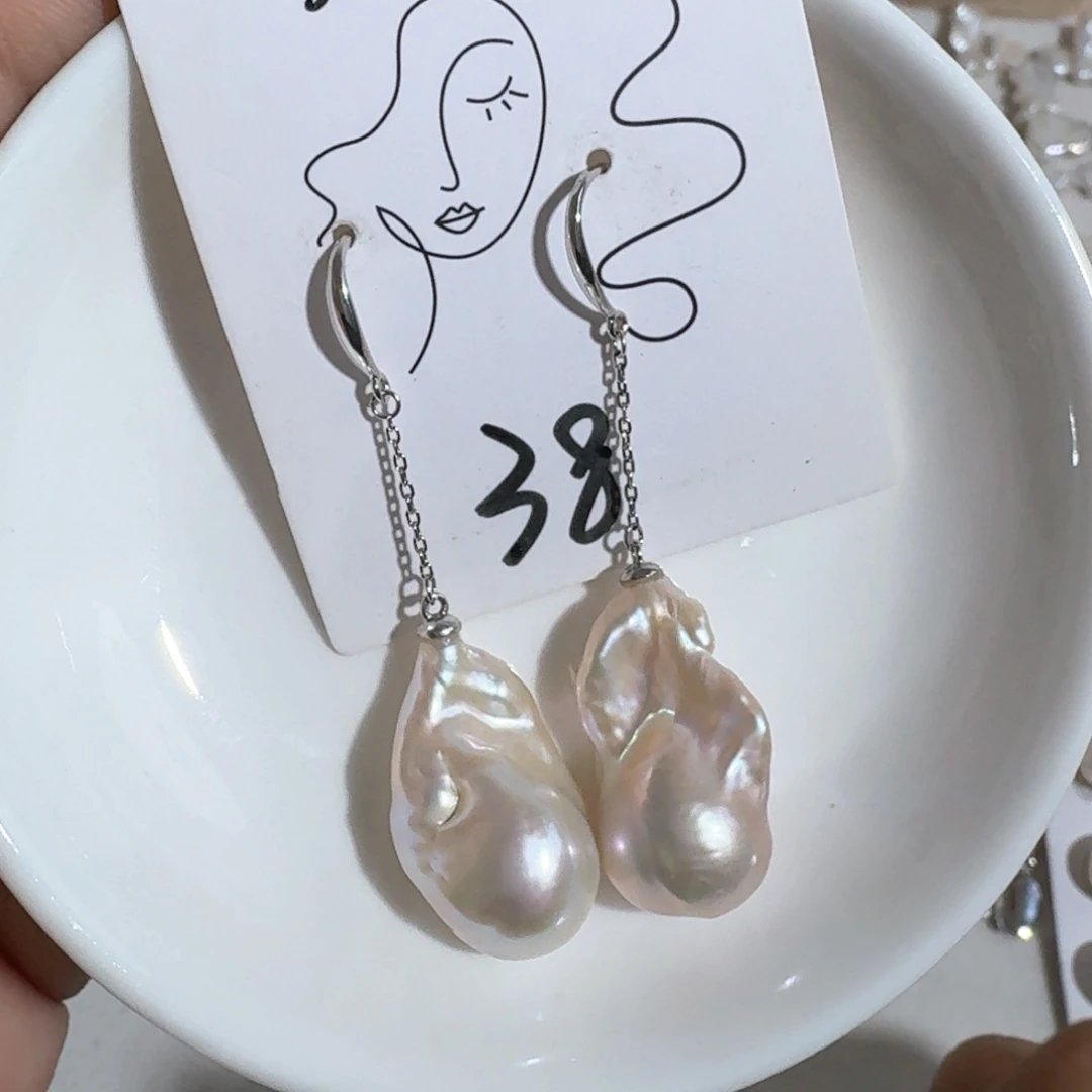 淡水珍珠耳饰银S925镶嵌