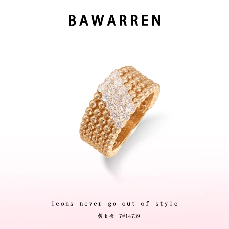 Bawarren 14739-【斜刘海】轻奢时尚戒指百搭精致