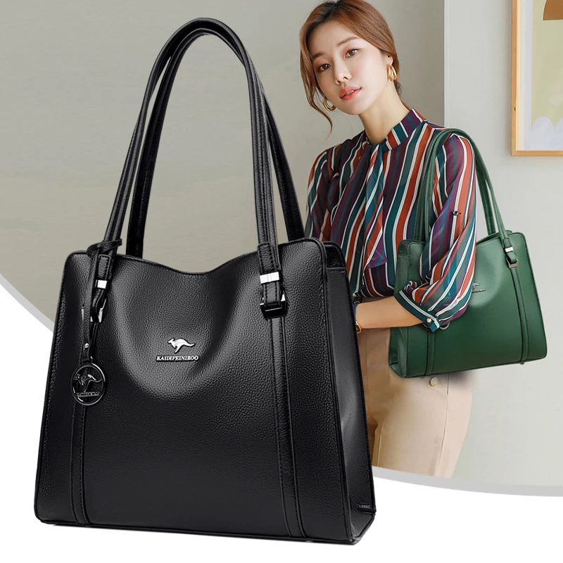 品牌女士托特百搭大包通勤单肩包2025新款上班软皮女包时尚大容量