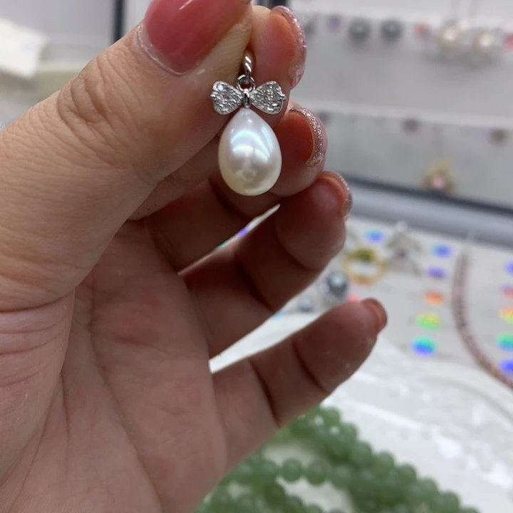 吊坠(不含链)银S925镶嵌淡水珍珠