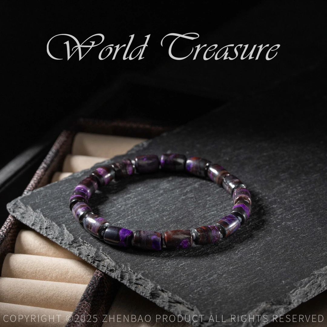 【补贴】 火焰纹丝绒舒俱来桶珠手串/6mm+/多样性发一/C3203/