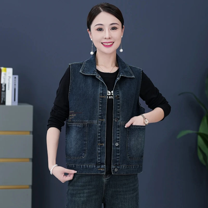 时尚牛仔马甲外套女2025年秋季新款韩版洋气显瘦无袖坎肩马夹上衣