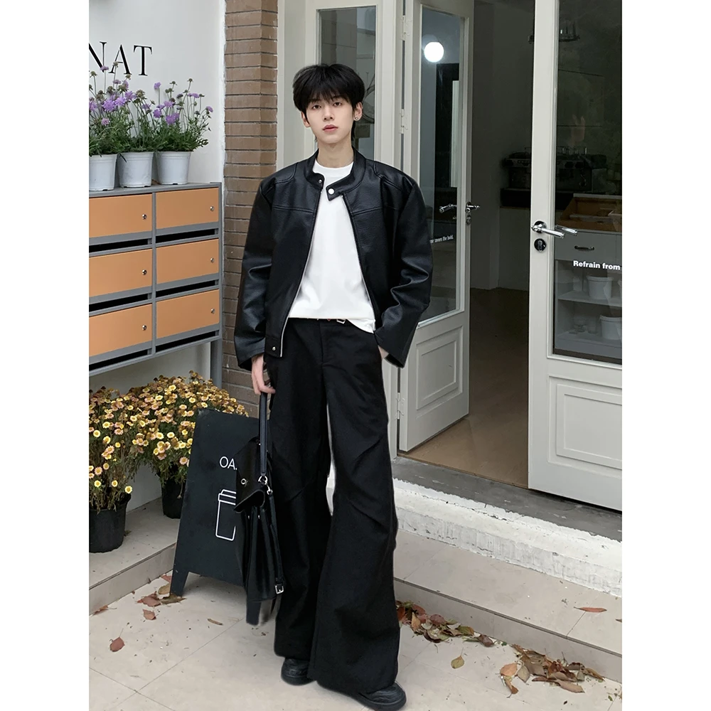 孙恩盛【必入款】美式复古短款机车皮衣男女宽松痞帅立领PU皮夹克潮