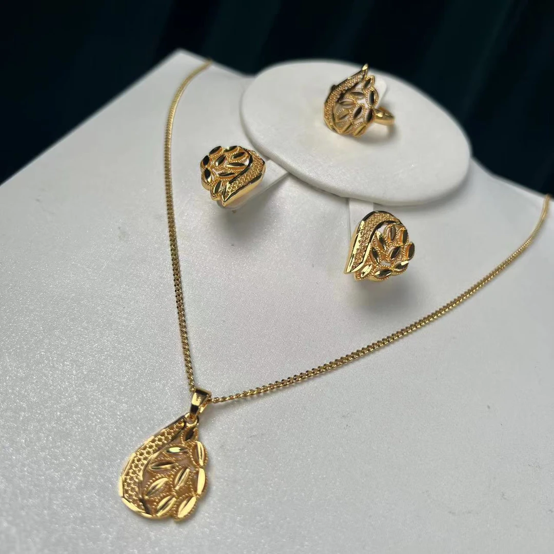 钛钢项链 钛钢TJ112 钛钢首饰 项链戒指耳环三件套