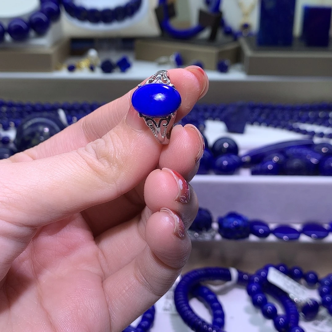 青金石合金天然原矿戒指