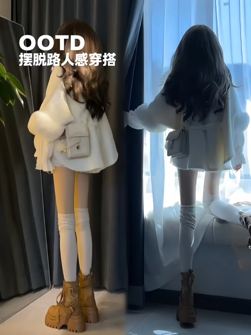韩版气质立领大毛领披肩斗篷女秋冬季蛋糕连衣裙+卡其马甲三件套