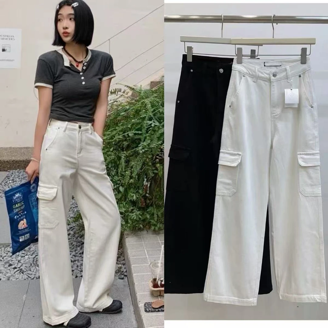 【9921】雅#高腰直筒宽松工装牛仔裤