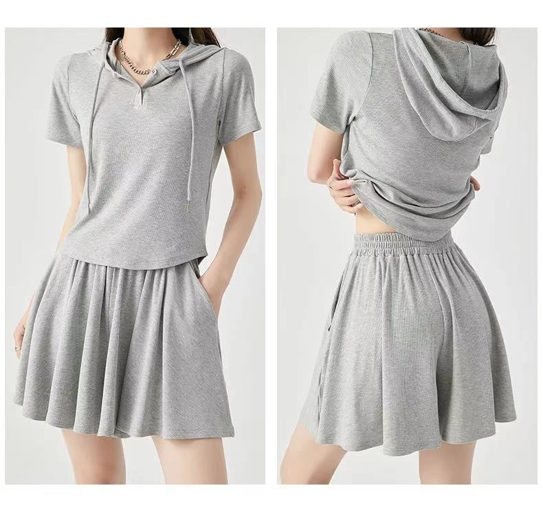 【6903】慵懒风裙裤套装女夏款百搭短款上衣短裤休闲两件套