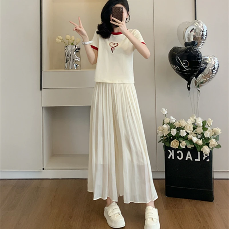 3825休闲风时尚套装百搭减龄夏装套装阔腿裤裙宽松夏季两件套