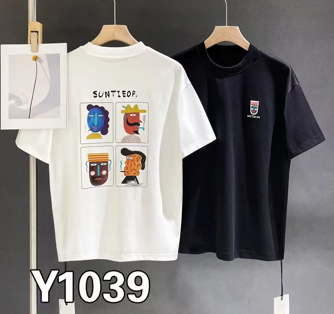 Y1039男士夏季小人头潮流休闲T恤夏季宽松港风百搭