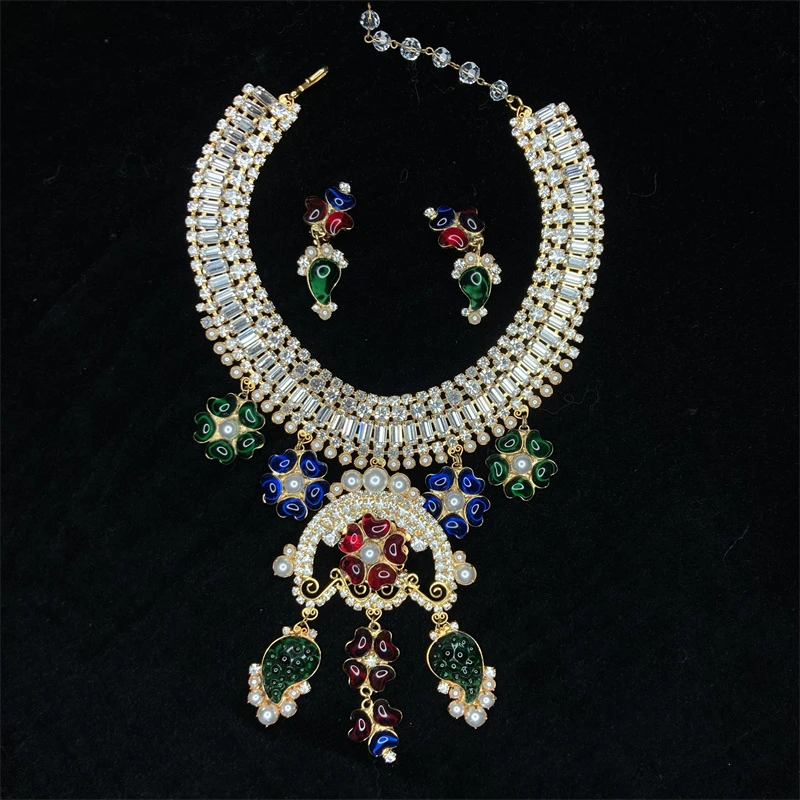 合金项链 琉璃项链耳环套装5-2【88031709-258】