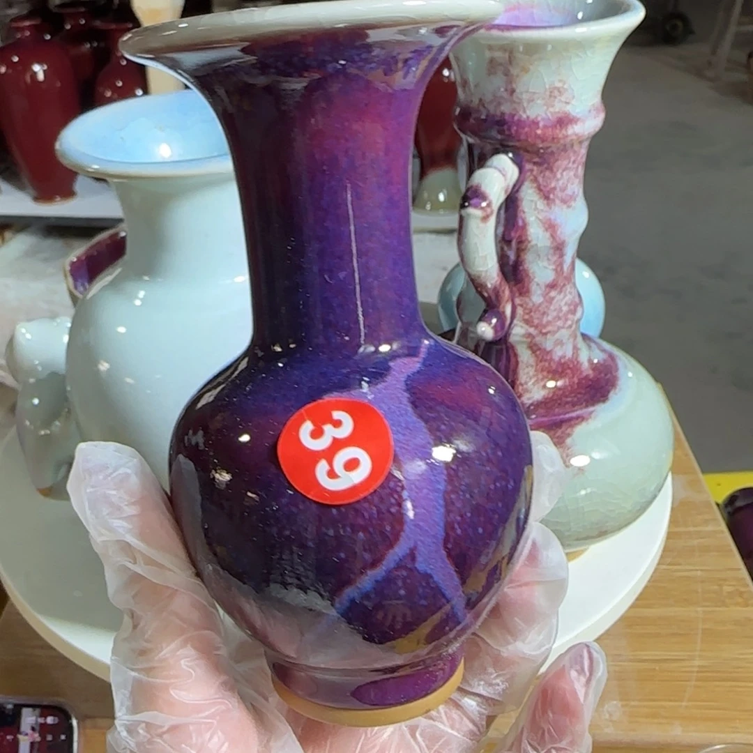 摆件瓷郑家钧窑摆件全