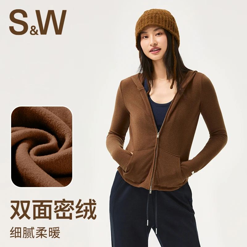 SW速惟拉链修身型连帽女薄款外套时尚立领健身女士1433