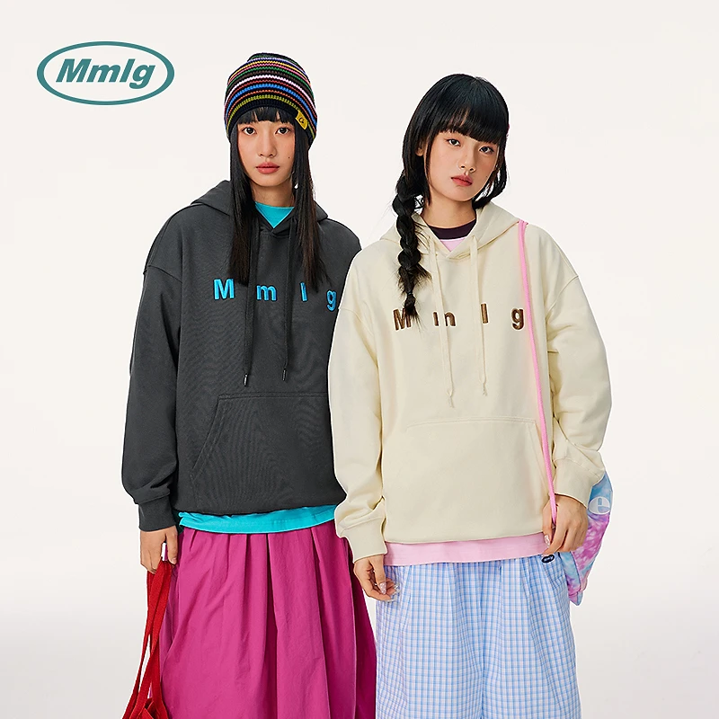 Mmlg2025年秋新款精致撞色logo绣花连帽卫衣经典百搭情侣款FQA021