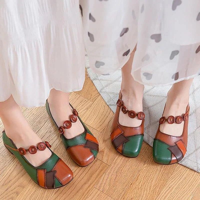 专柜品牌舒适复古民族风女鞋中老年防滑牛筋软底妈妈鞋春秋款平底