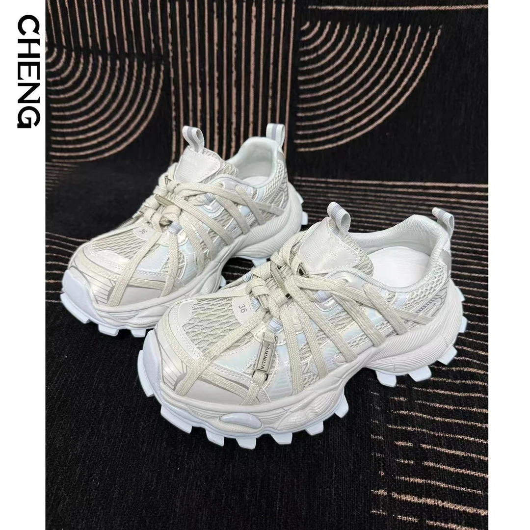 「CHENG」25精工新款绑带老爹鞋/增高重工日常通勤时髦237-3