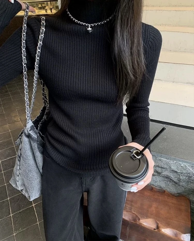 QIMO启茉（福利款A939#韩系半高领上衣）