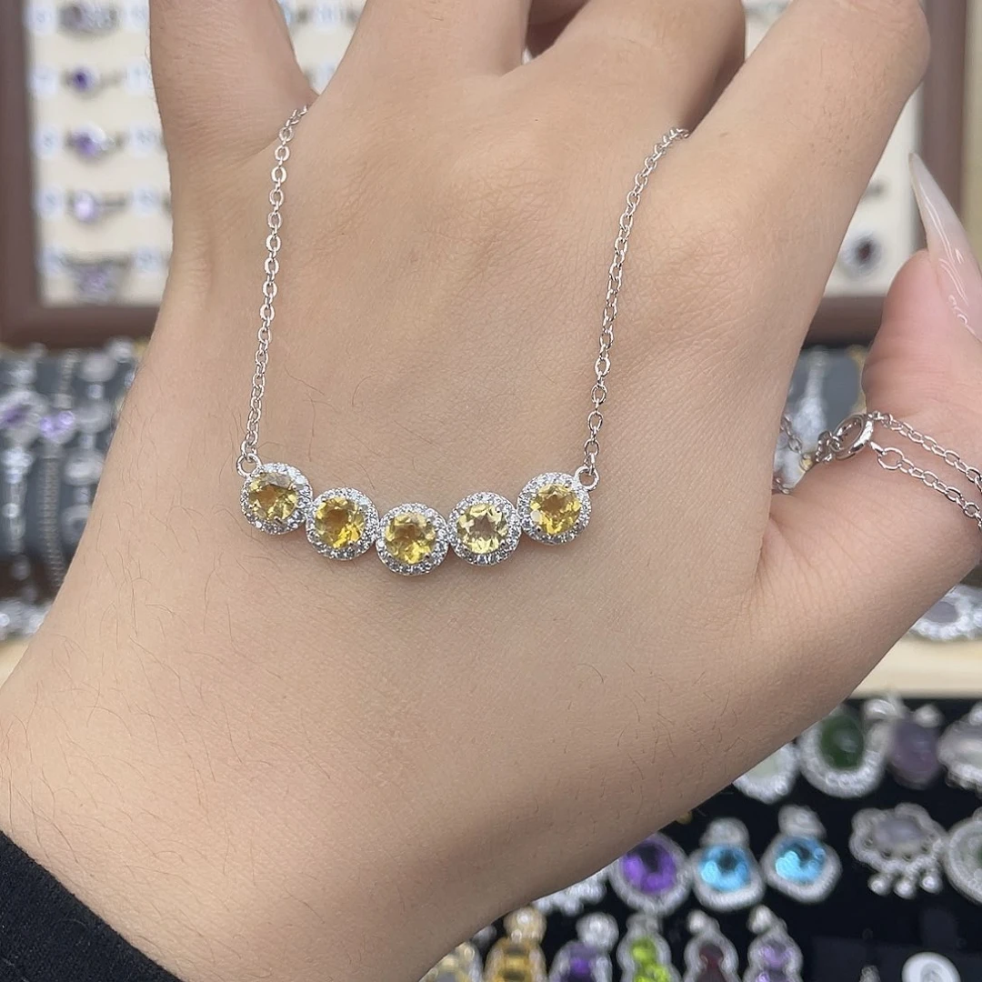 颈饰黄晶银S925镶嵌